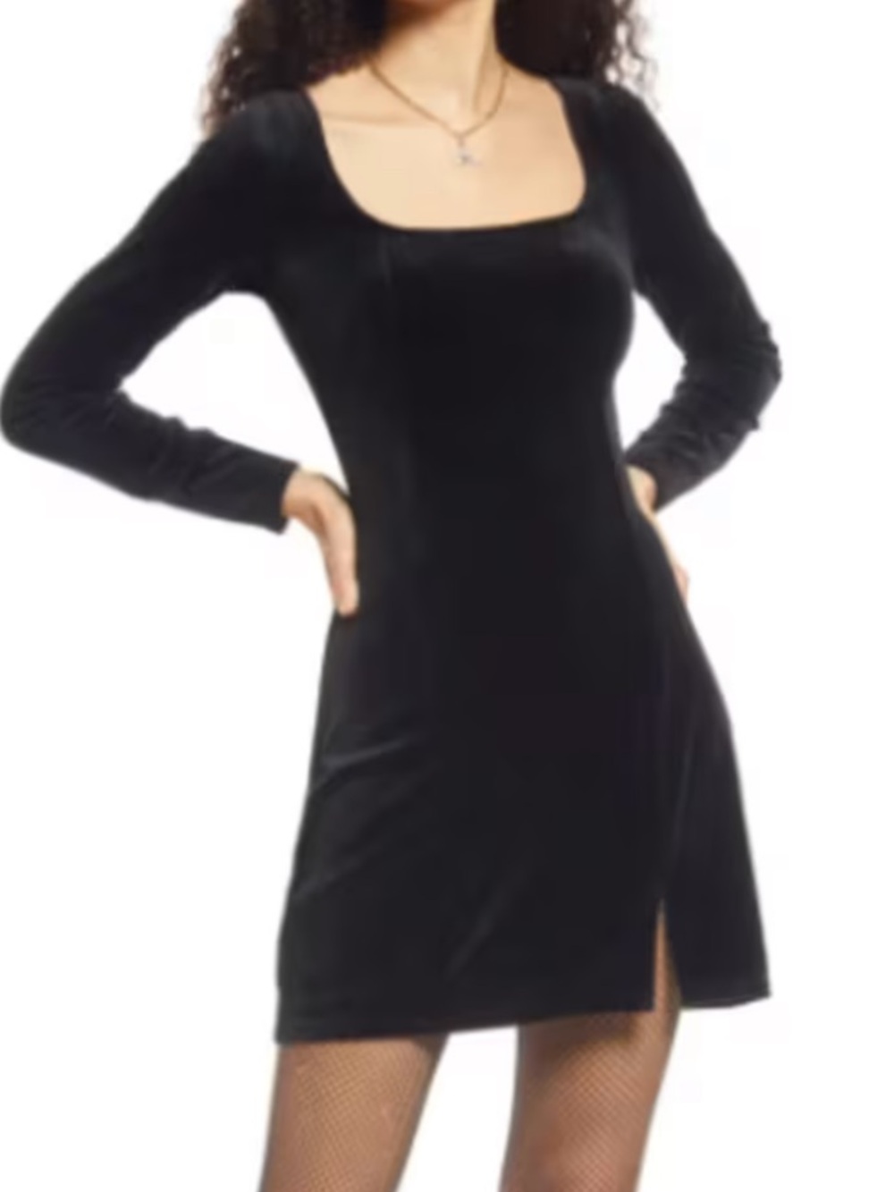 Nordstrom BP // velour long sleeve mini dress w slit